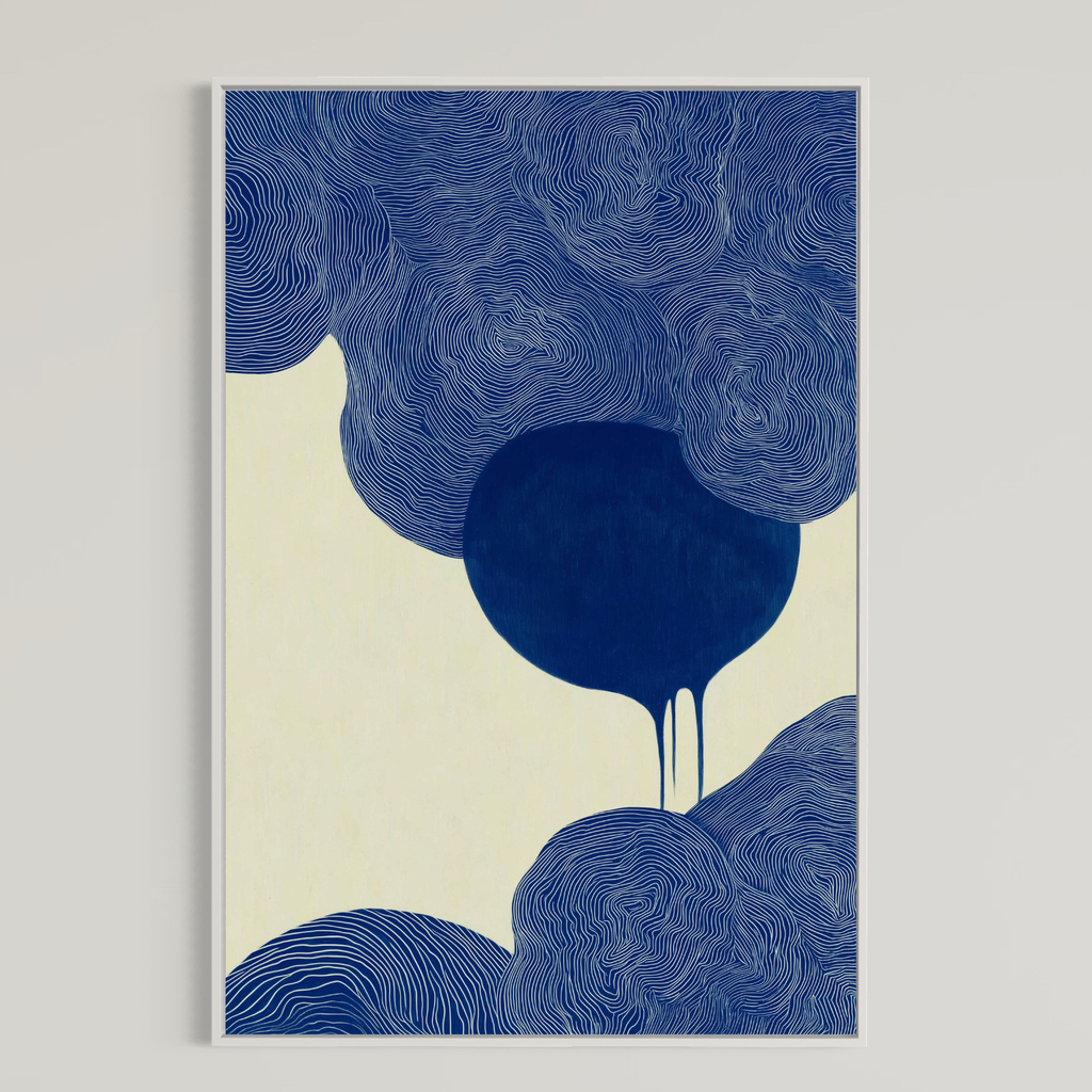 CHITRAPOTLI Indigo Flow 2 Abstract Canvas Wall Art Blue and White Modern Abstract Painting Minimalist Geometric Line Art Canvas Print Contemporary Wall Décor