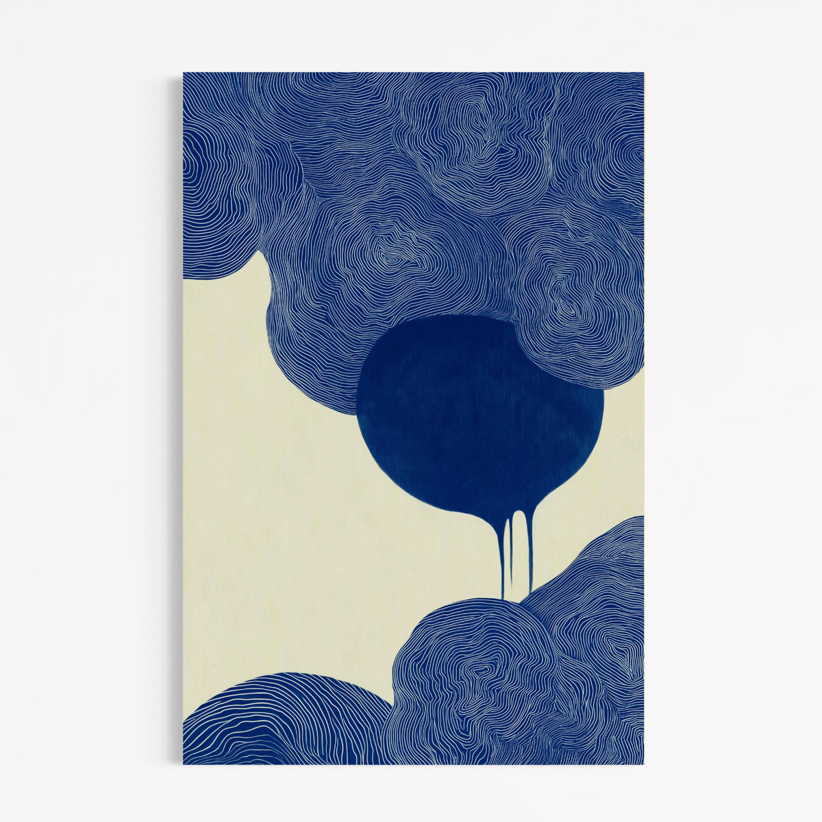 CHITRAPOTLI Indigo Flow 2 Abstract Canvas Wall Art Blue and White Modern Abstract Painting Minimalist Geometric Line Art Canvas Print Contemporary Wall Décor
