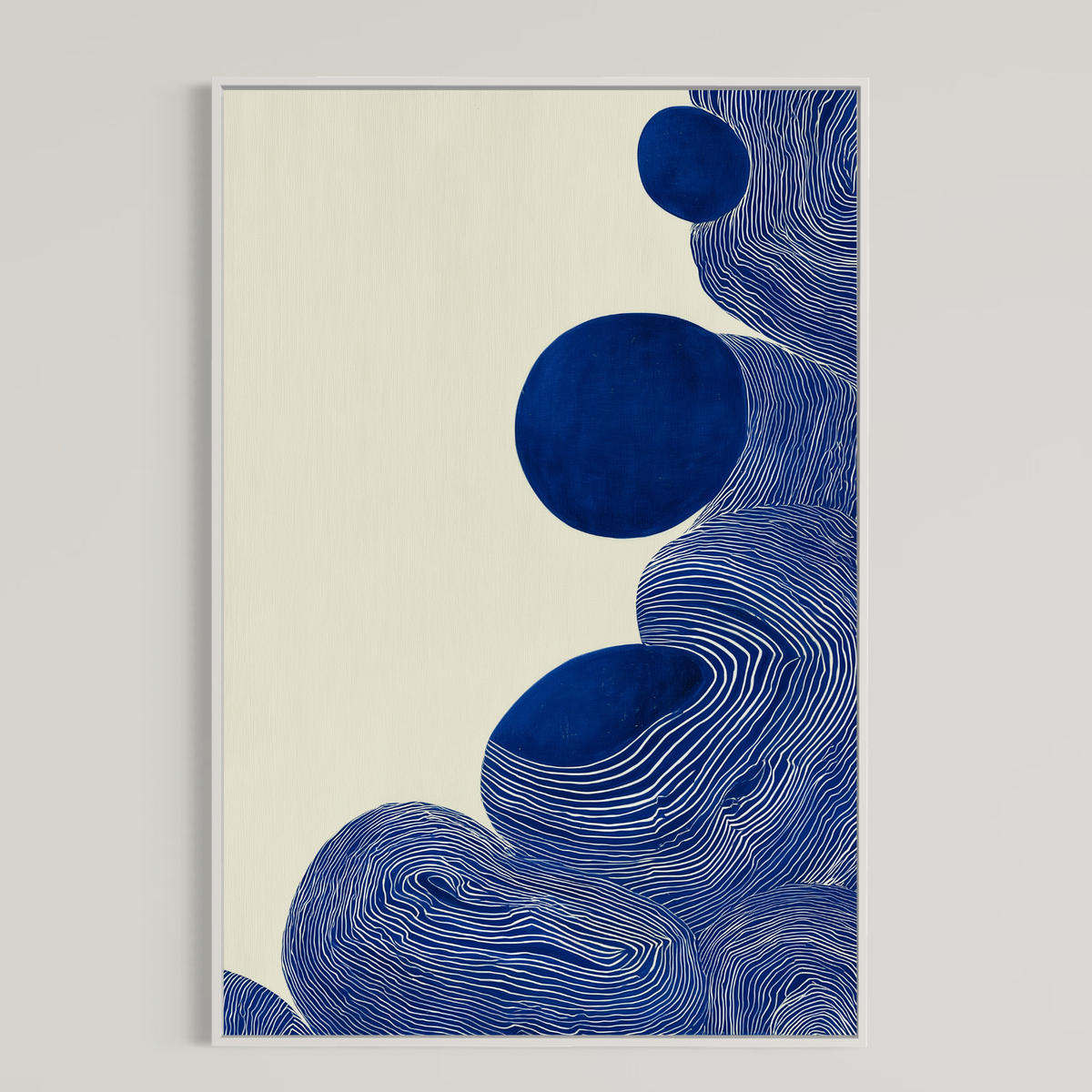 CHITRAPOTLI Indigo Flow 3 Abstract Canvas Wall Art Blue and White Modern Abstract Painting Minimalist Geometric Line Art Canvas Print Contemporary Wall Décor