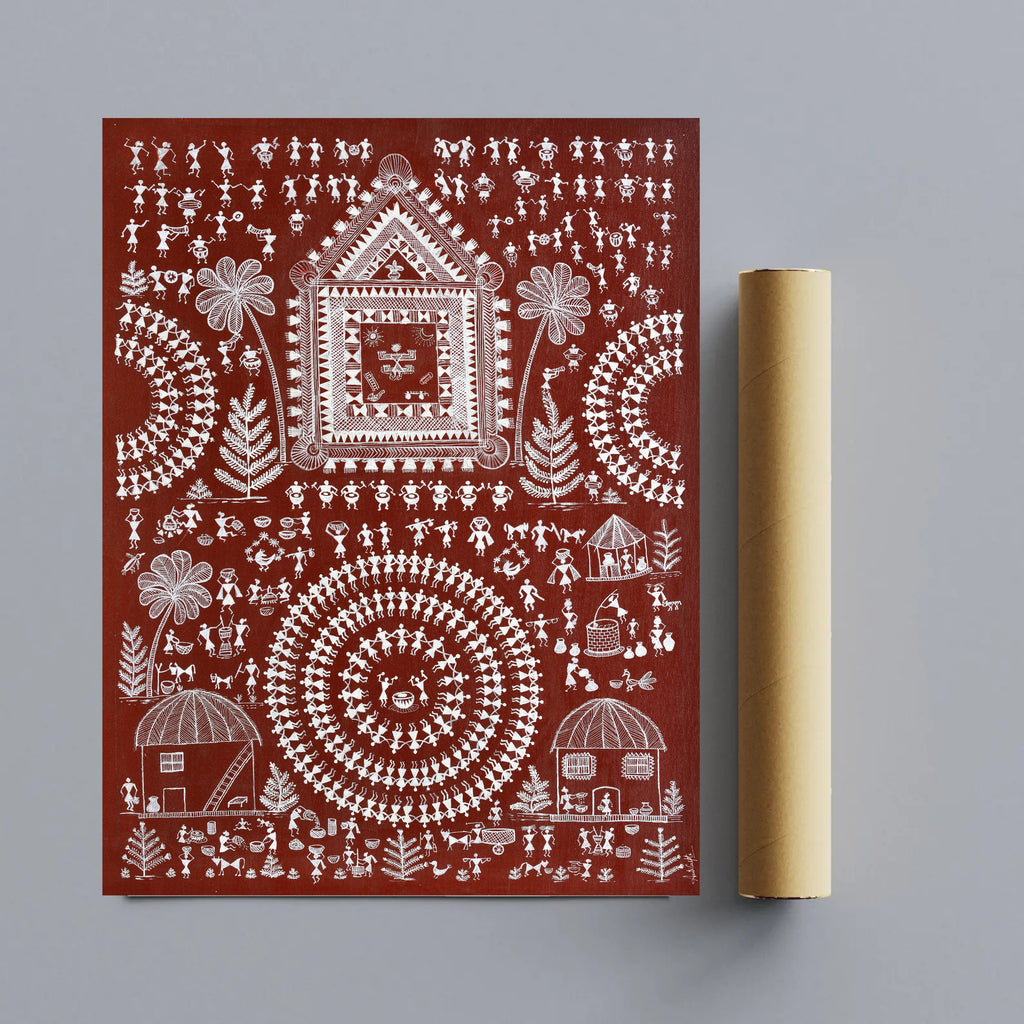 Warli Painting | Art Canvas and Frame Style for Home & Office Décor | Indian Folk Art |