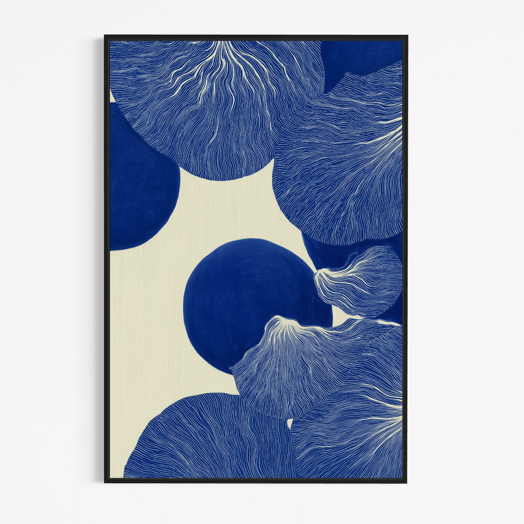 CHITRAPOTLI Indigo Flow 4 Abstract Canvas Wall Art Blue and White Modern Abstract Painting Minimalist Geometric Line Art Canvas Print Contemporary Wall Décor