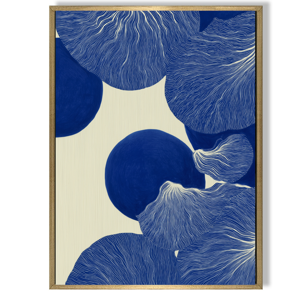 CHITRAPOTLI Indigo Flow 4 Abstract Canvas Wall Art Blue and White Modern Abstract Painting Minimalist Geometric Line Art Canvas Print Contemporary Wall Décor