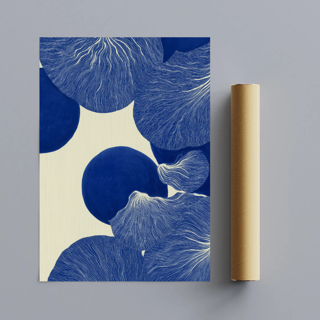 CHITRAPOTLI Indigo Flow 4 Abstract Canvas Wall Art Blue and White Modern Abstract Painting Minimalist Geometric Line Art Canvas Print Contemporary Wall Décor
