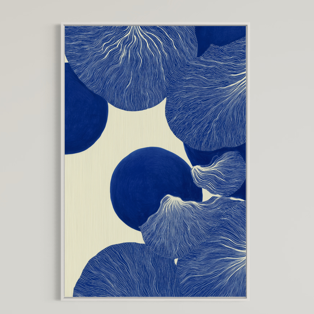 CHITRAPOTLI Indigo Flow 4 Abstract Canvas Wall Art Blue and White Modern Abstract Painting Minimalist Geometric Line Art Canvas Print Contemporary Wall Décor
