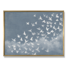 CHITRAPOTLI Udaan Landscape 01 Canvas Wall Art | White Birds in Flight Blue Sky