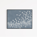 CHITRAPOTLI Udaan Landscape 01 Canvas Wall Art | White Birds in Flight Blue Sky