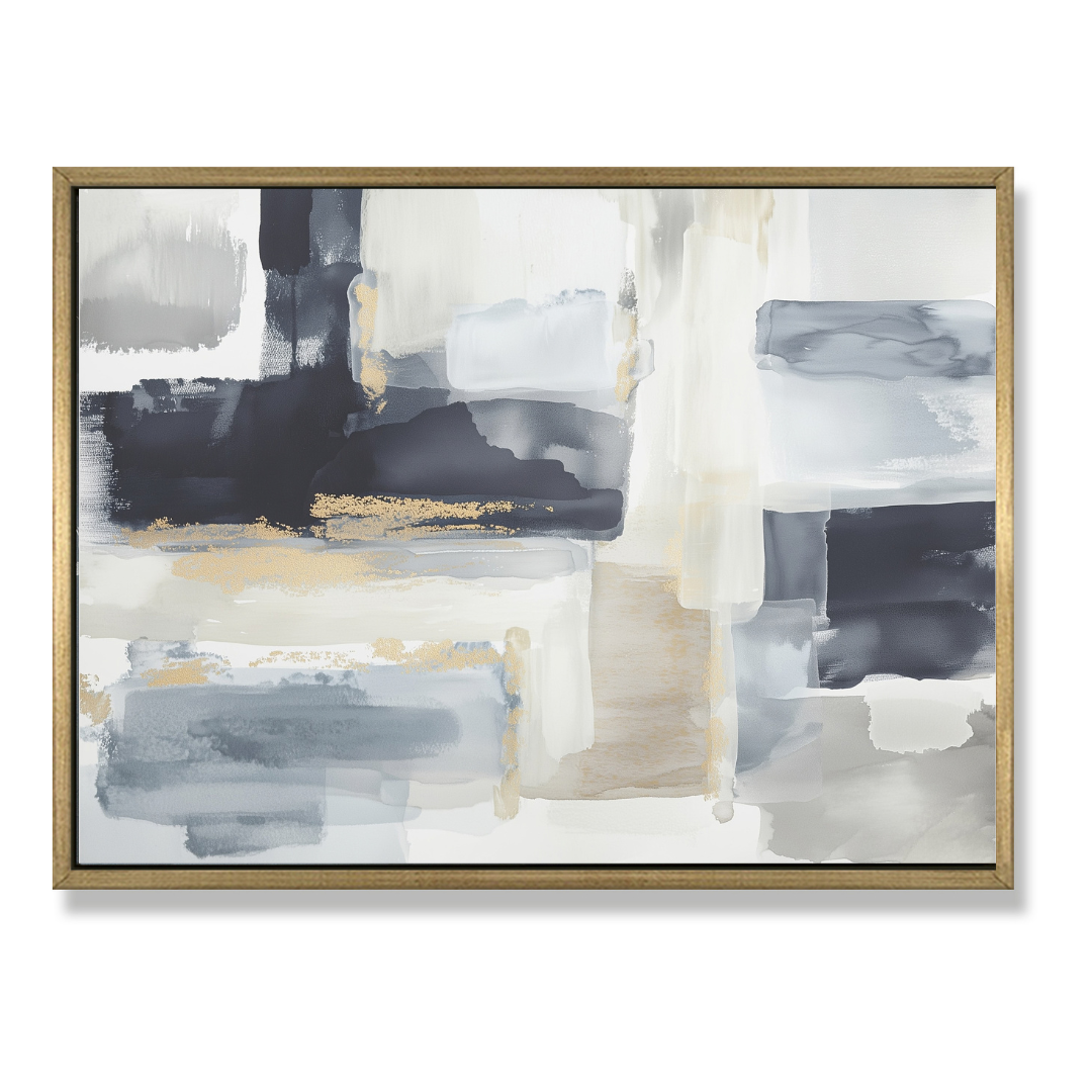 CHITRAPOTLI Gilded Stillness Abstract Canvas Wall Art Modern Grey White Gold Abstract Painting Luxury Minimalist Canvas Print Contemporary Wall Decor