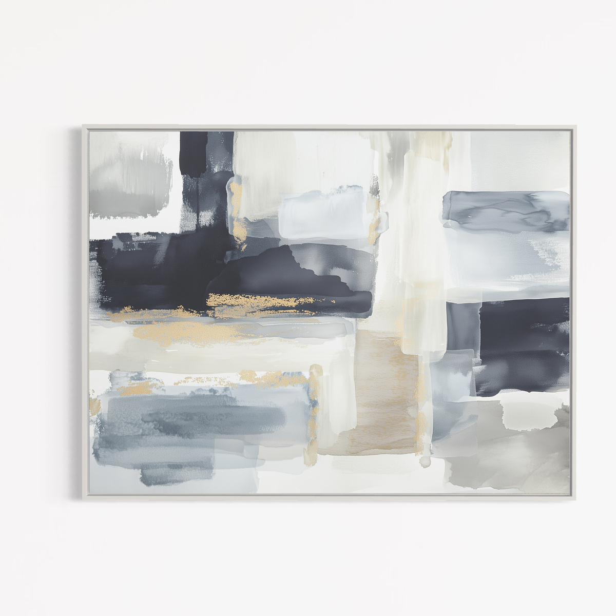 CHITRAPOTLI Gilded Stillness Abstract Canvas Wall Art Modern Grey White Gold Abstract Painting Luxury Minimalist Canvas Print Contemporary Wall Decor