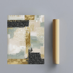 CHITRAPOTLI Gilded Botanical Harmony Abstract Canvas Wall Art Modern Gold Sage Green Grey Beige Painting Luxury Contemporary Wall Decor Decorative Canvas Print for Living Room