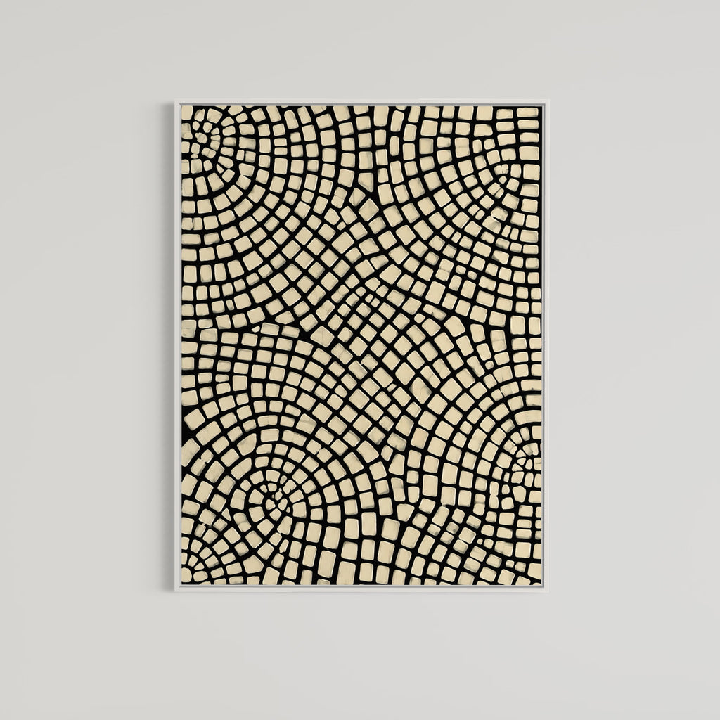 CHITRAPOTLI Monochrome Mosaic Canvas Wall Art Black Beige Geometric Mosaic Painting Modern Contemporary Wall Decor Minimalist Textured Artwork for Living Room, Bedroom Office