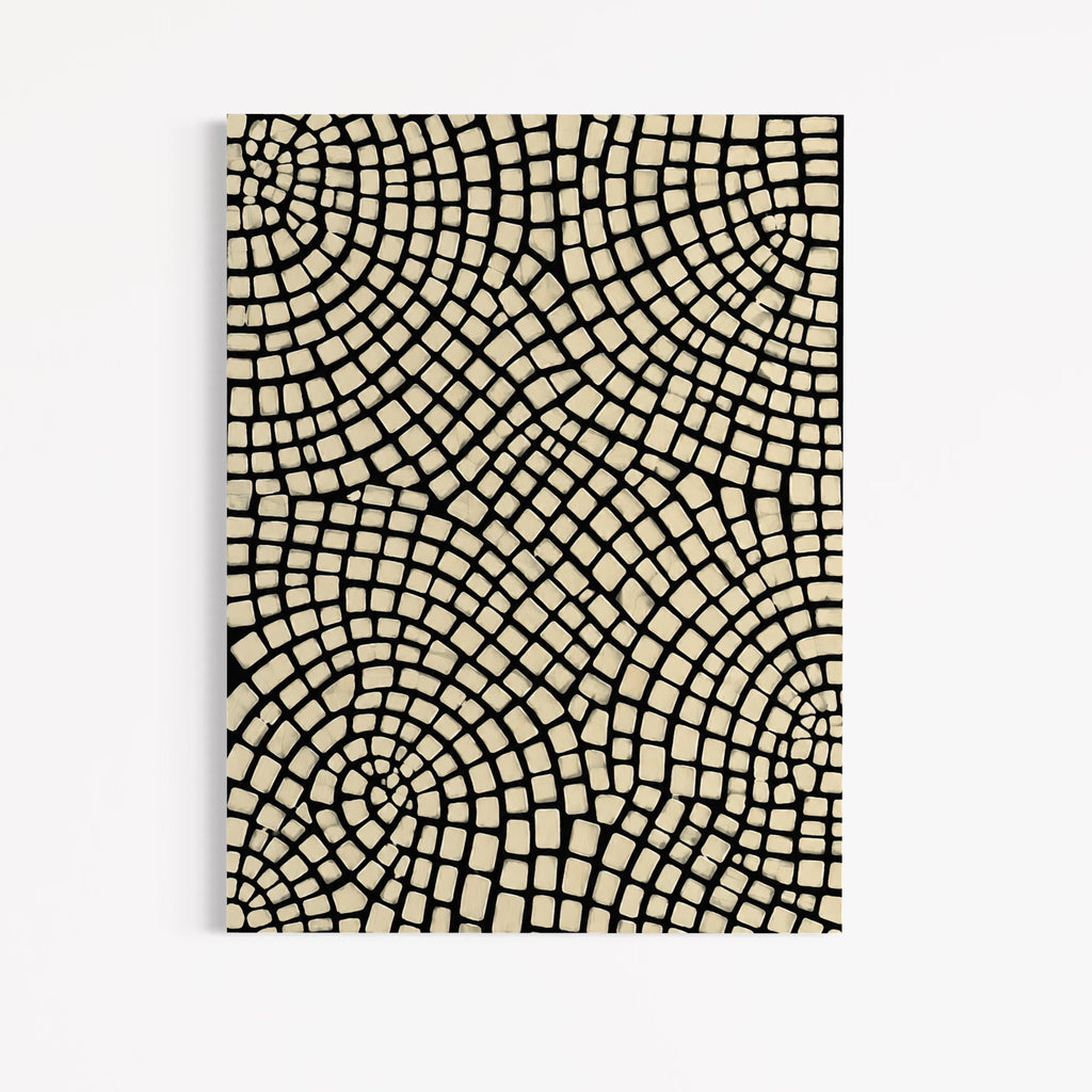 CHITRAPOTLI Monochrome Mosaic Canvas Wall Art Black Beige Geometric Mosaic Painting Modern Contemporary Wall Decor Minimalist Textured Artwork for Living Room, Bedroom Office