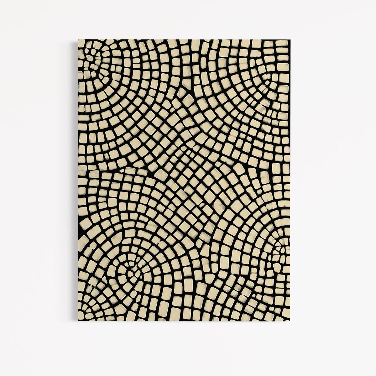 CHITRAPOTLI Monochrome Mosaic Canvas Wall Art Black Beige Geometric Mosaic Painting Modern Contemporary Wall Decor Minimalist Textured Artwork for Living Room, Bedroom Office