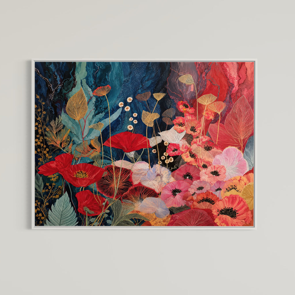 CHITRAPOTLI Pushpraag Landscape Canvas Wall Art | Red Poppy Floral Botanical Painting Print