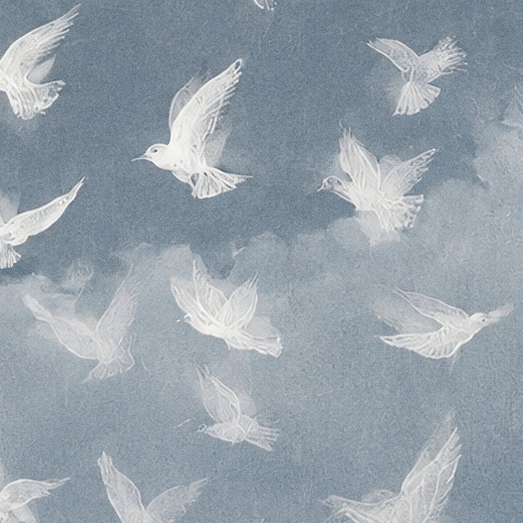 CHITRAPOTLI Udaan Landscape 01 Canvas Wall Art | White Birds in Flight Blue Sky