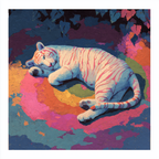 CHITRAPOTLI Dreaming Wild – White Tiger Canvas Art