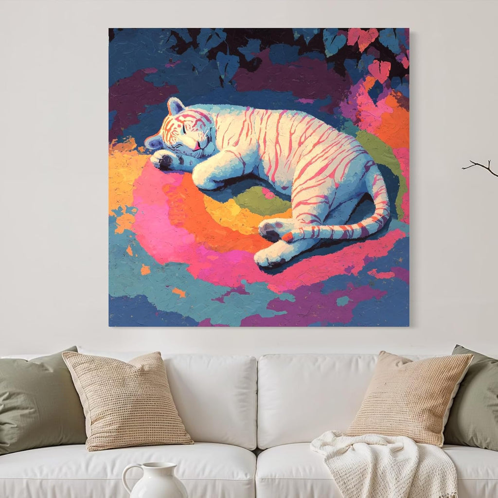CHITRAPOTLI Dreaming Wild – White Tiger Canvas Art
