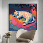 CHITRAPOTLI Dreaming Wild – White Tiger Canvas Art