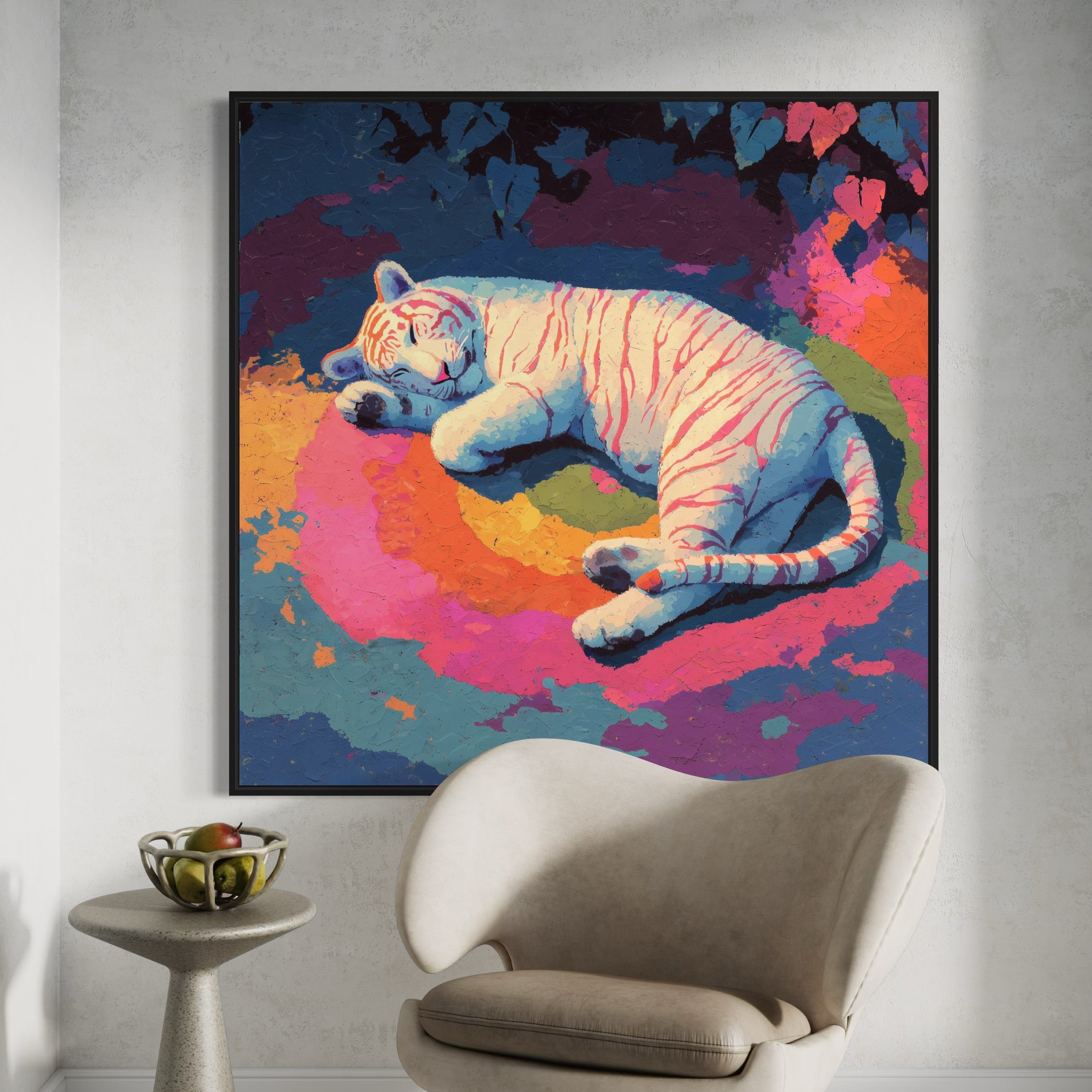 CHITRAPOTLI Dreaming Wild – White Tiger Canvas Art