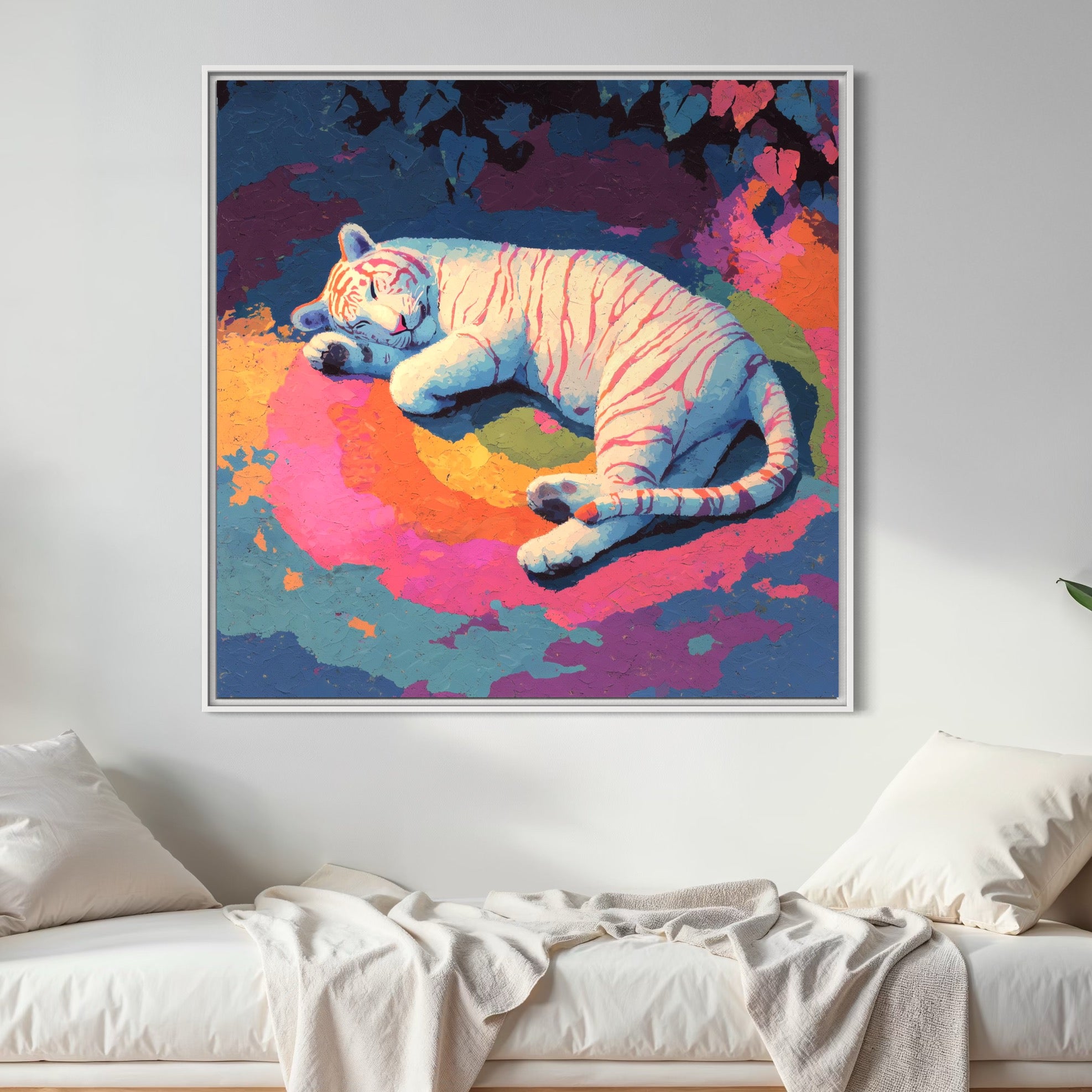 CHITRAPOTLI Dreaming Wild – White Tiger Canvas Art