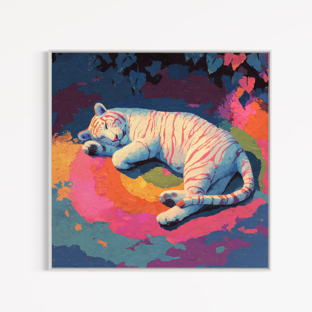CHITRAPOTLI Dreaming Wild – White Tiger Canvas Art