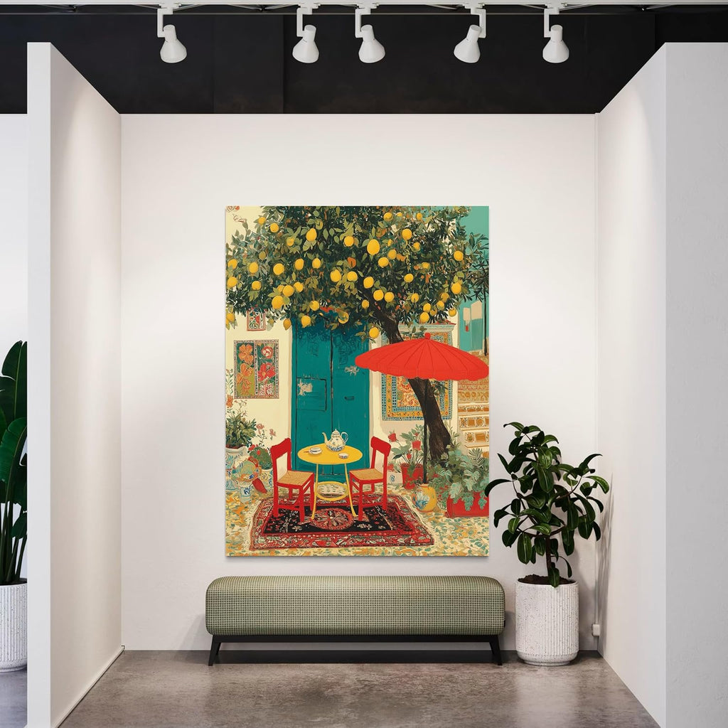 CHITRAPOTLI Lemon Courtyard – Mediterranean Café Canvas Art