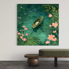 CHITRAPOTLI Serene Boat Lake Wall Art