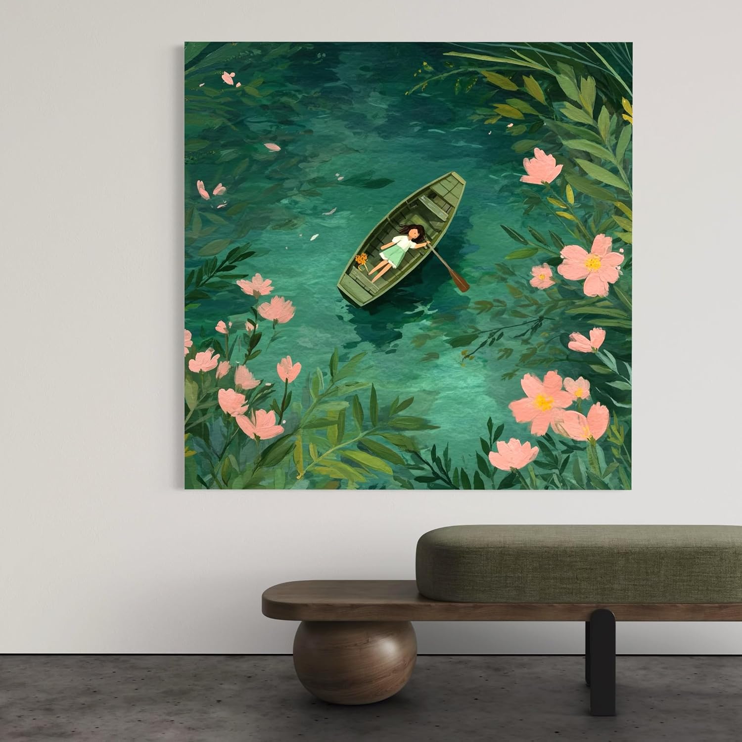 CHITRAPOTLI Serene Boat Lake Wall Art