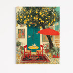 CHITRAPOTLI Lemon Courtyard – Mediterranean Café Canvas Art