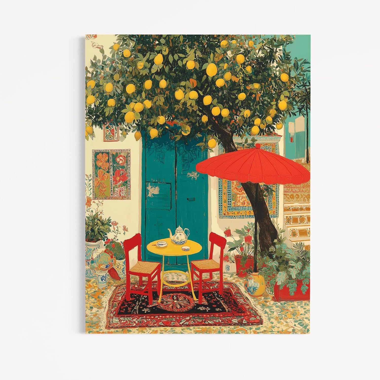 CHITRAPOTLI Lemon Courtyard – Mediterranean Café Canvas Art