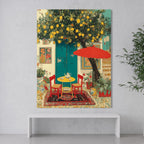CHITRAPOTLI Lemon Courtyard – Mediterranean Café Canvas Art