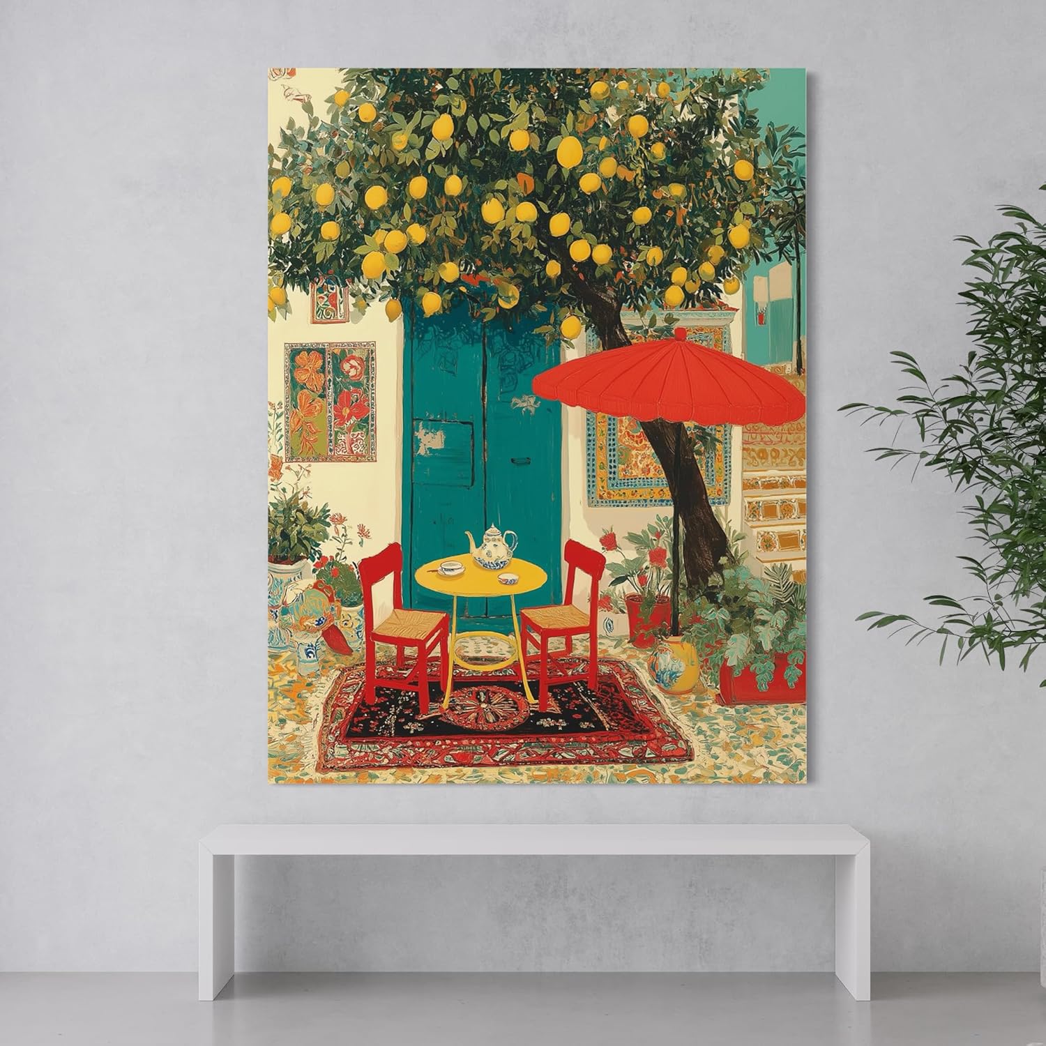 CHITRAPOTLI Lemon Courtyard – Mediterranean Café Canvas Art