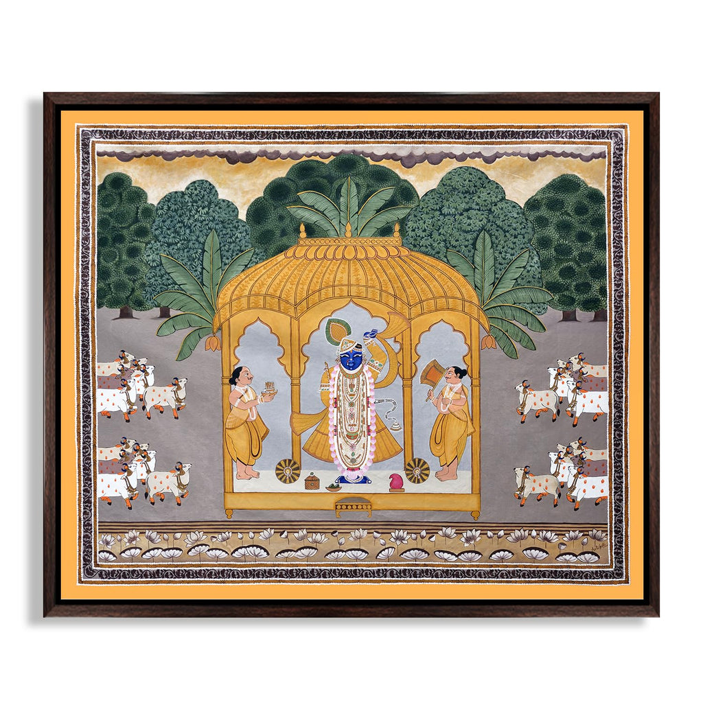 CHITRAPOTLI Shrinathji Upavan Pichwai Art | Traditional Indian Folk Art Canvas Print