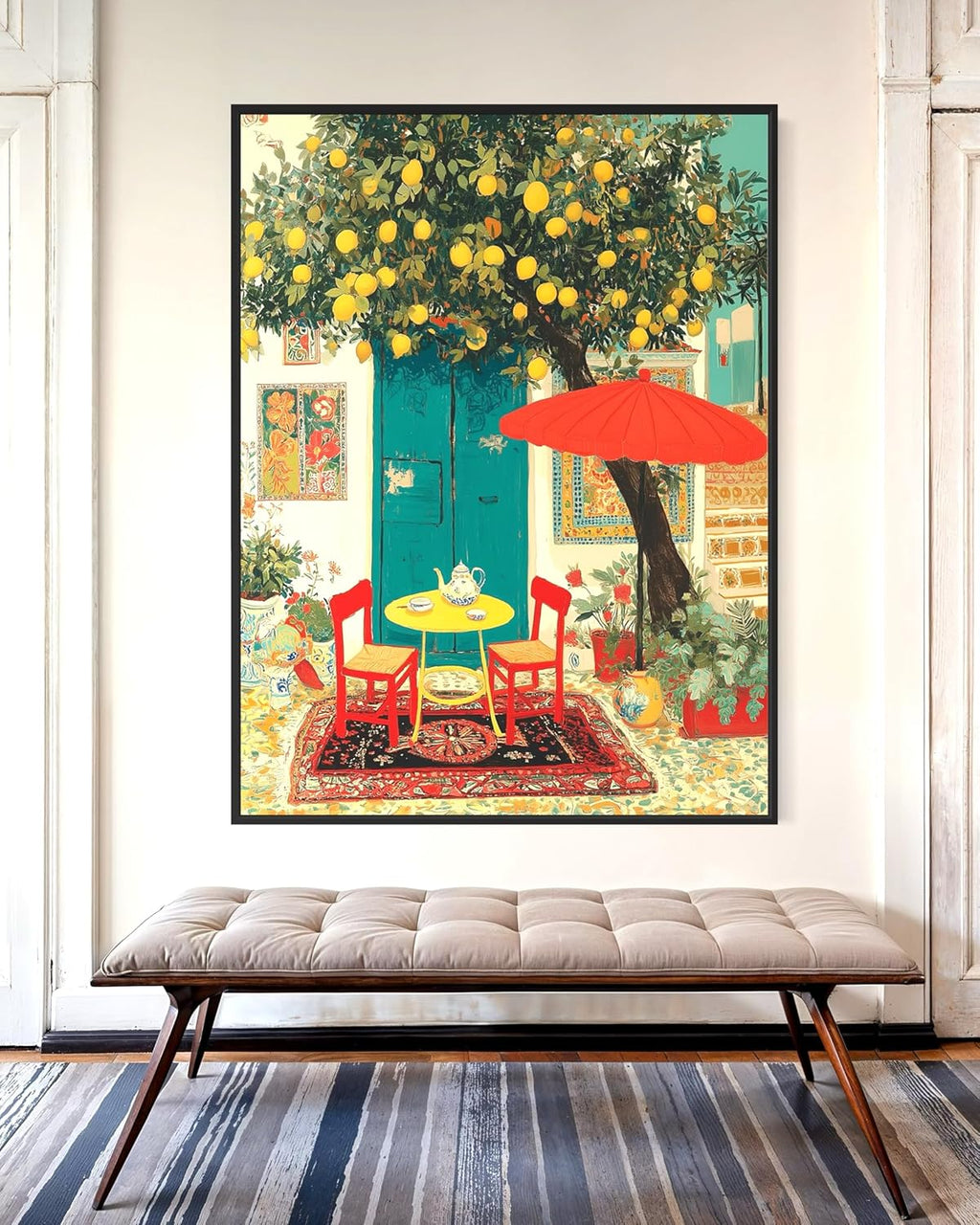 CHITRAPOTLI Lemon Courtyard – Mediterranean Café Canvas Art