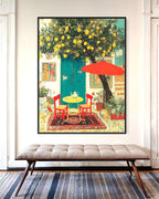 CHITRAPOTLI Lemon Courtyard – Mediterranean Café Canvas Art