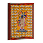 Shrinathji Pichwai Art with 64 Cows | Spiritual Indian Folk Art Canvas and Framed for Home & Office Décor