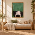 CHITRAPOTLI Curious Paws Canvas Wall Art | Peeking Puppy in Green Grass Animal Painting