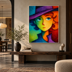 CHITRAPOTLI Spectrum of Thoughts Canvas Wall Art | Colorful Cubist Portrait Abstract Painting