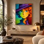 CHITRAPOTLI Spectrum of Thoughts Canvas Wall Art | Colorful Cubist Portrait Abstract Painting