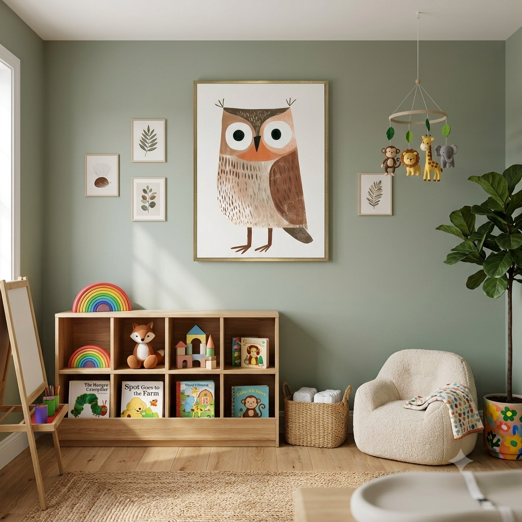 CHITRAPOTLI Wise Little Owl Canvas Wall Art | Cute Owl Nursery Kids Room Animal Painting