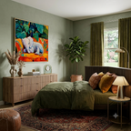 CHITRAPOTLI Jungle Dreamer Canvas Wall Art | Sleeping Baby Elephant Colorful Tropical Painting