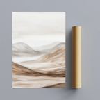 CHITRAPOTLI Quiet Horizon Minimalist Landscape Canvas Wall Art Neutral Beige Mountain Painting Modern Abstract Nature Wall Decor