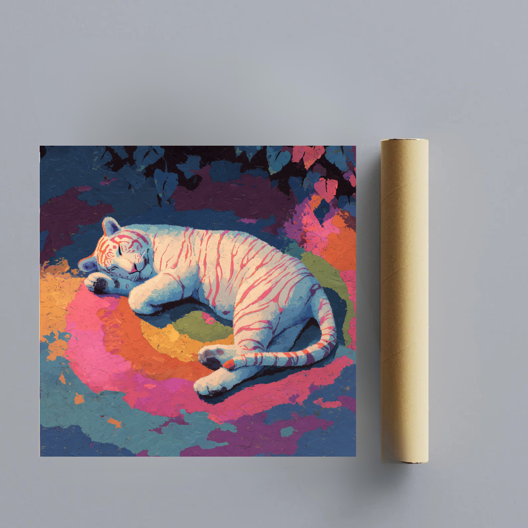 CHITRAPOTLI Dreaming Wild – White Tiger Canvas Art
