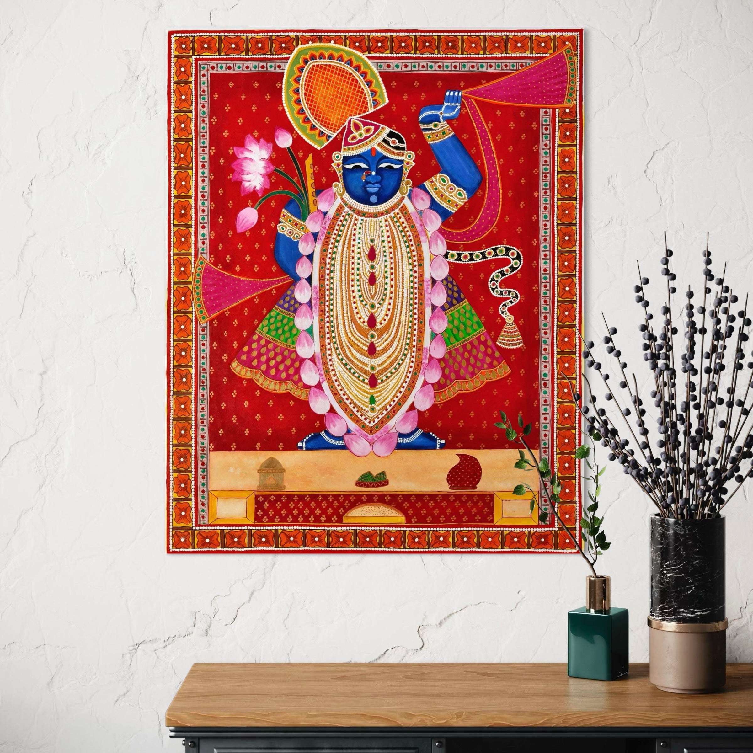Shrinathji | Pichwai Art | Traditional Indian Folk Art | Canvas and Frame Style