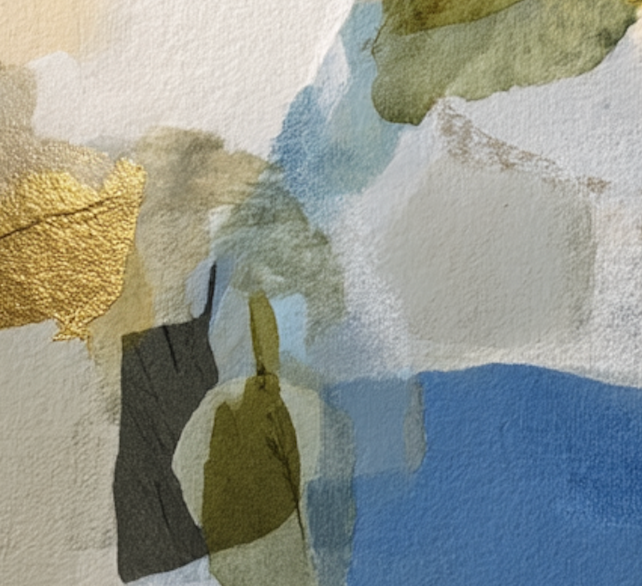 CHITRAPOTLI Neutral Harmony Abstract Canvas Wall Art | Modern Beige, Gold & Blue Abstract Painting | Luxury Minimalist Canvas Print | Contemporary Wall Décor