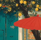 CHITRAPOTLI Lemon Courtyard – Mediterranean Café Canvas Art