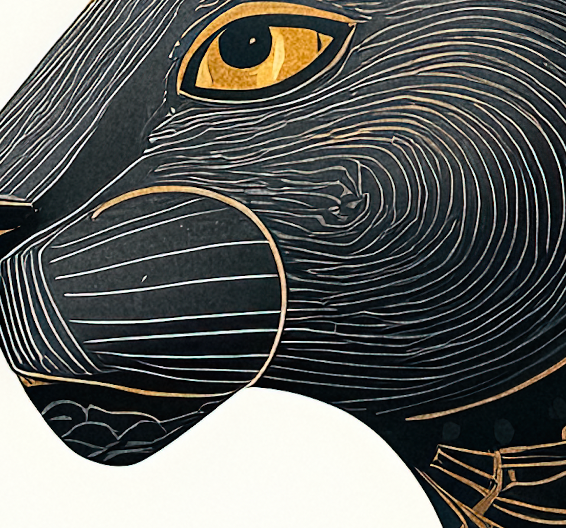 CHITRAPOTLI Rajsi Vanraj Canvas Wall Art | Black & Gold Leopard