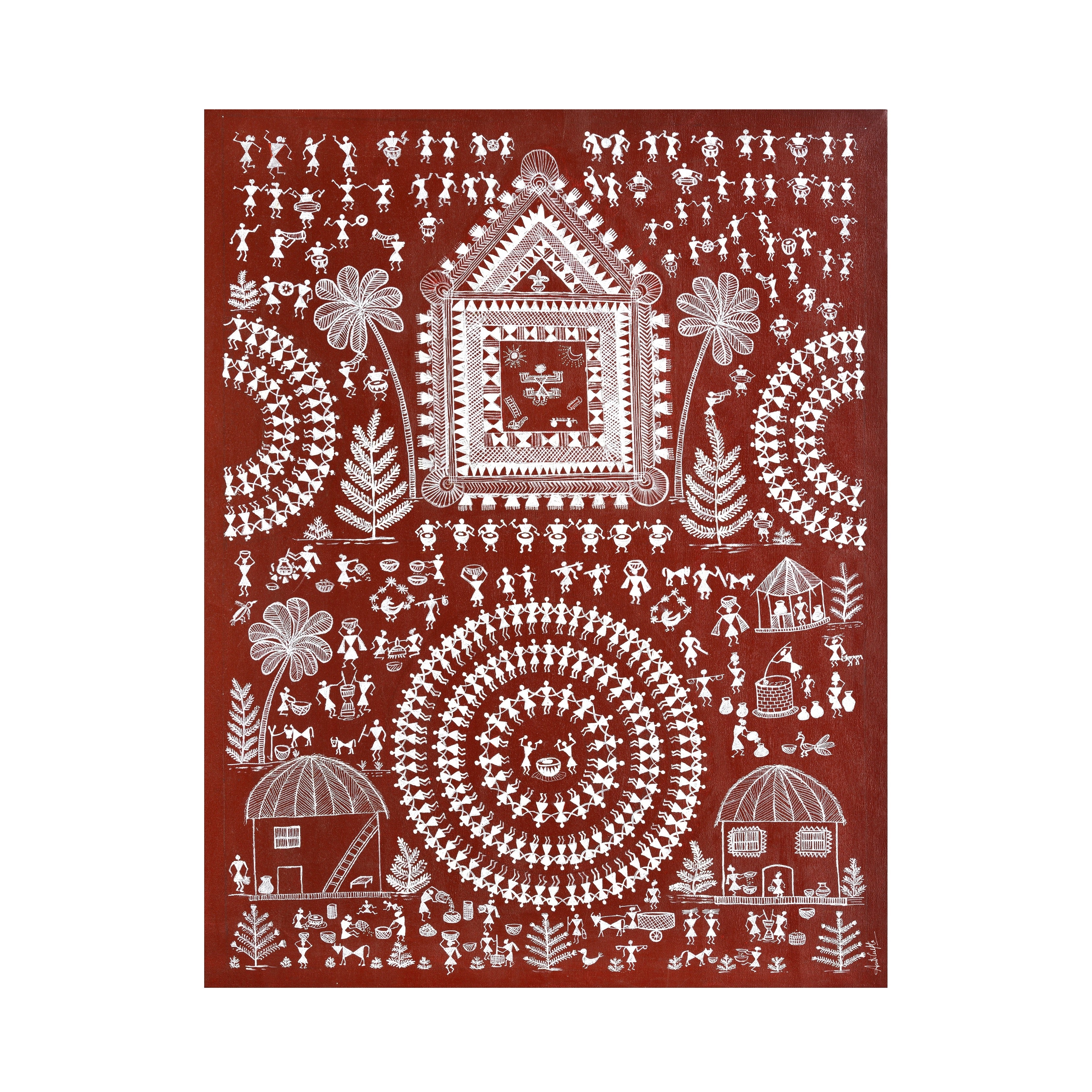 Warli Painting | Art Canvas and Frame Style for Home & Office Décor | Indian Folk Art |
