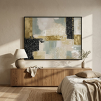 CHITRAPOTLI Gilded Botanical Harmony Abstract Canvas Wall Art Modern Gold Sage Green Grey Beige Painting Luxury Contemporary Wall Decor Decorative Canvas Print for Living Room