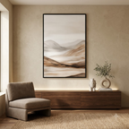CHITRAPOTLI Quiet Horizon Minimalist Landscape Canvas Wall Art Neutral Beige Mountain Painting Modern Abstract Nature Wall Decor
