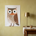 CHITRAPOTLI Wise Little Owl Canvas Wall Art-Cute Owl Illustration Canvas Print-Woodland Animal Wall Decor for Kids Room Nursery-Minimalist Bird Artwork